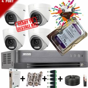 Hikvision 4 1080p Color VU CCTV Camera Full Kit